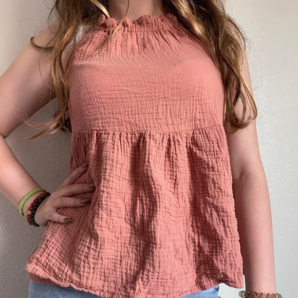 Pink cottage core aesthetic linen top - Picture 3 of 4